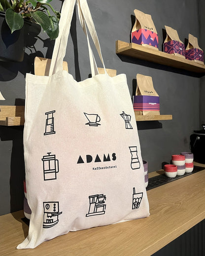 Jute Beutel Brühmethoden im Laden der ADAMS Kaffeerösterei in Bad Staffelstein